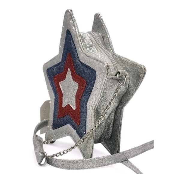 Claire's New Patriotic American Flag Red White Blue Star Purse Crossbody Bag - Picture 5 of 10